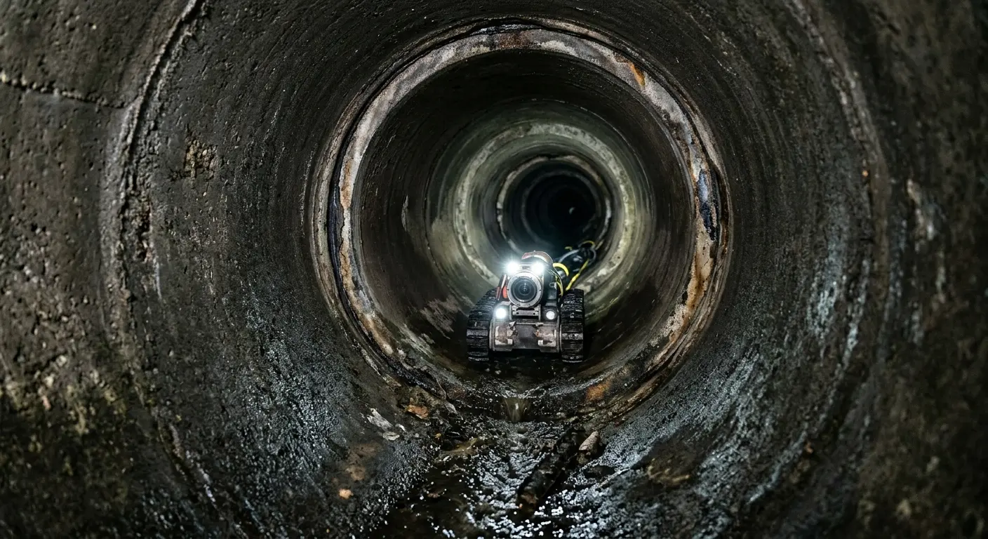 Robotic sewer camera inspecting pipe interior for Sewer Line Cleaning in Olivehurst